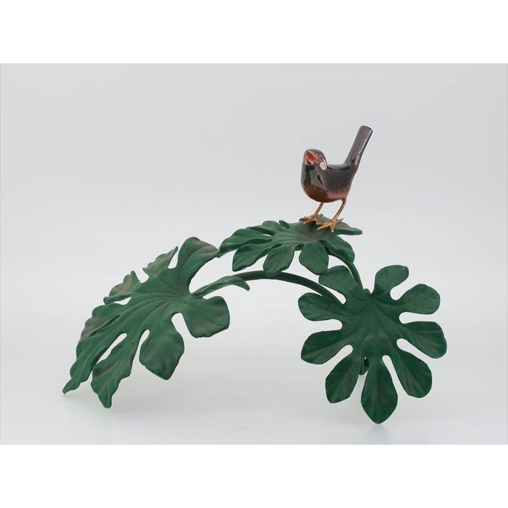 Japanese Ornament – Copper Okimono - Three Yatsuba Leaves with Java Spa