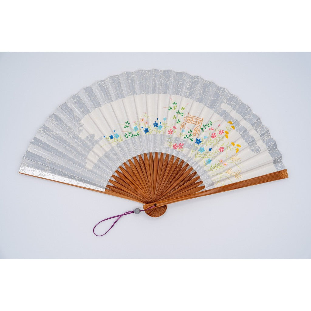 Japanese Hand Fan – Web Exclusive Bonus Kyo-Shu Folding Autumn Grasses on Si, Gift