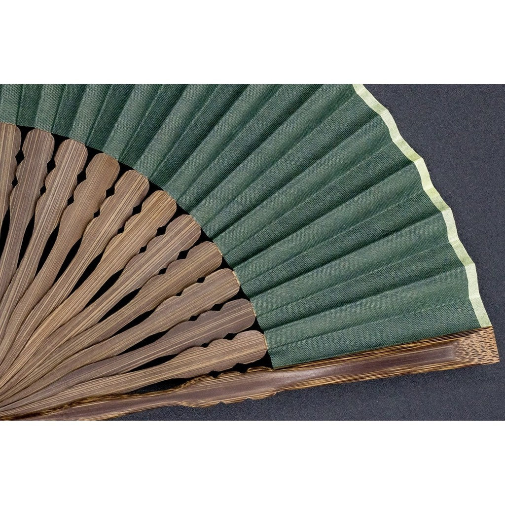 Japanese Bamboo Hand Fan – Linen Pocket Green, Decorative, Gift