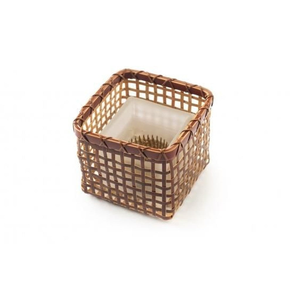 Japanese Bamboo Storage Basket – Woven Cube, Art Object, Handmade, Decorative