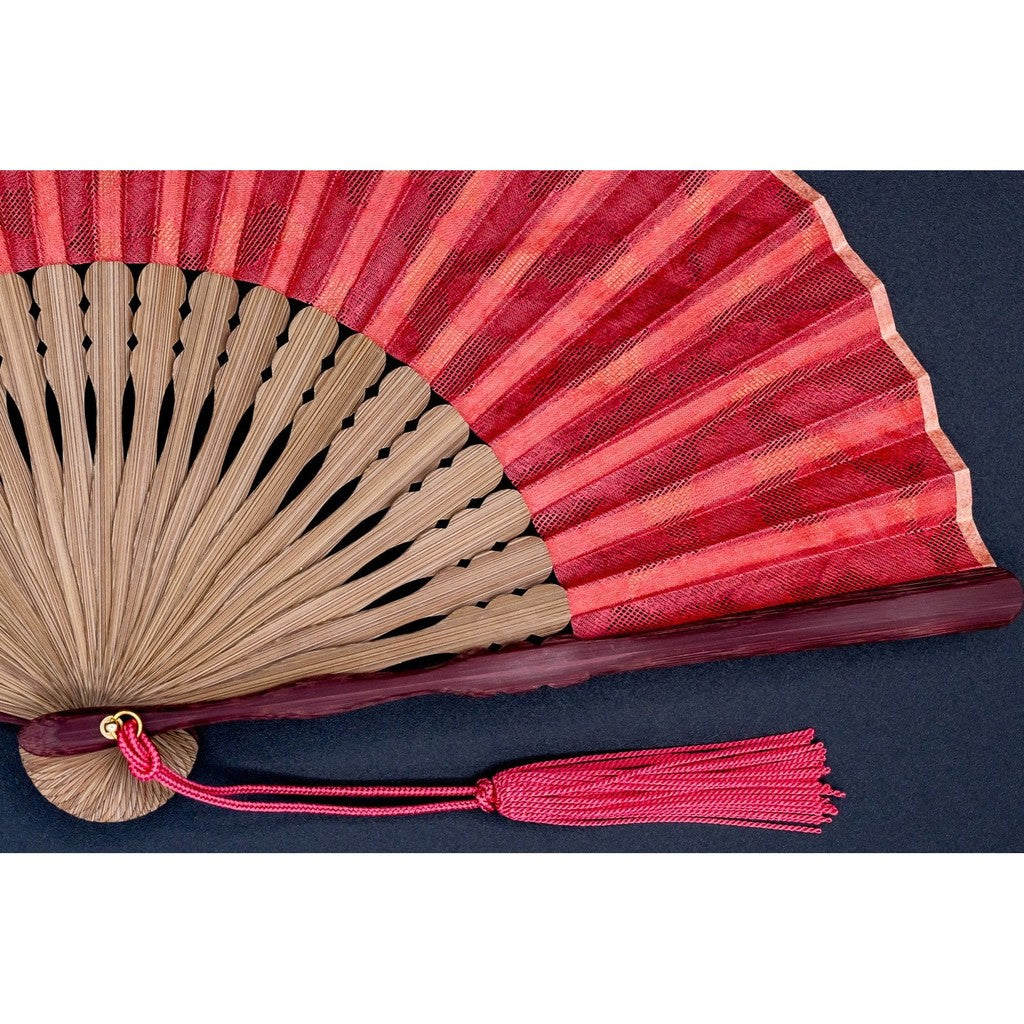 Japanese Bamboo Hand Fan – Hana-Zome Dyed Folding Brick Red, Gift