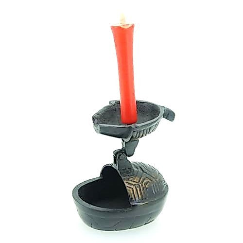 Japanese Ceramic Figurine – Copper Okimono Candle Holder, Animal Figurine