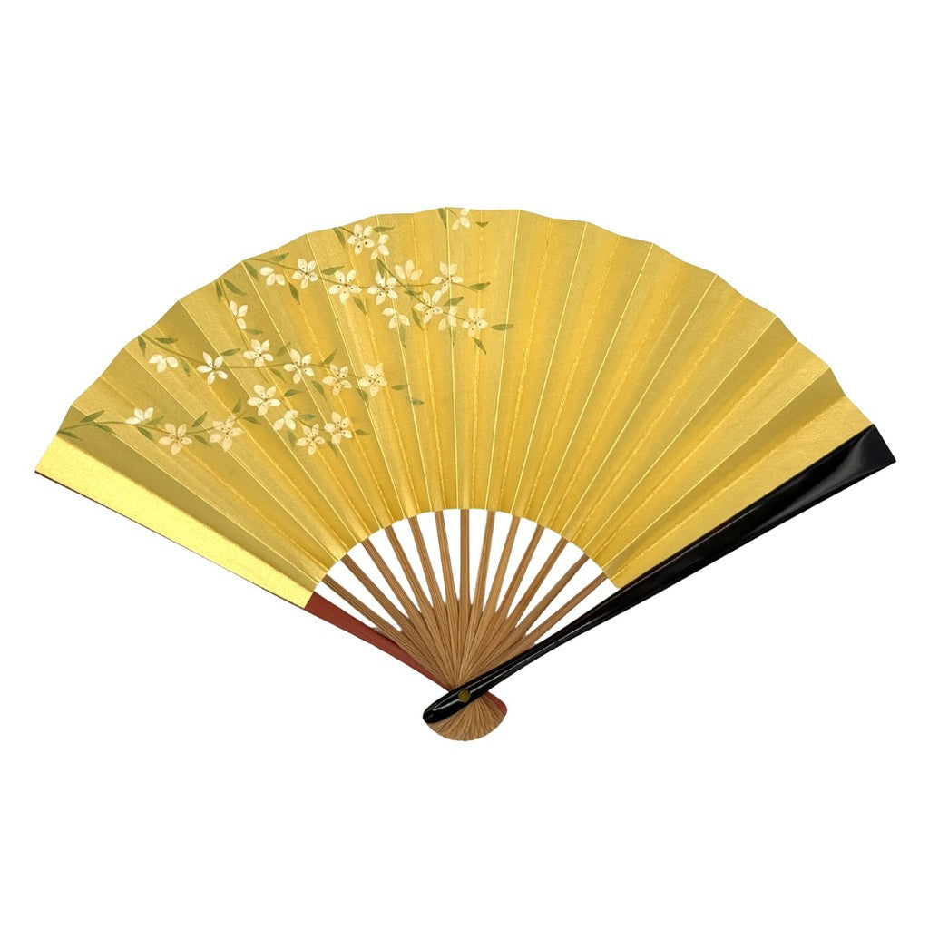 Japanese Bamboo Hand Fan – Yamabuki Kerria 6 Sun Deep Tame, Lacquer, Decorative, Gift