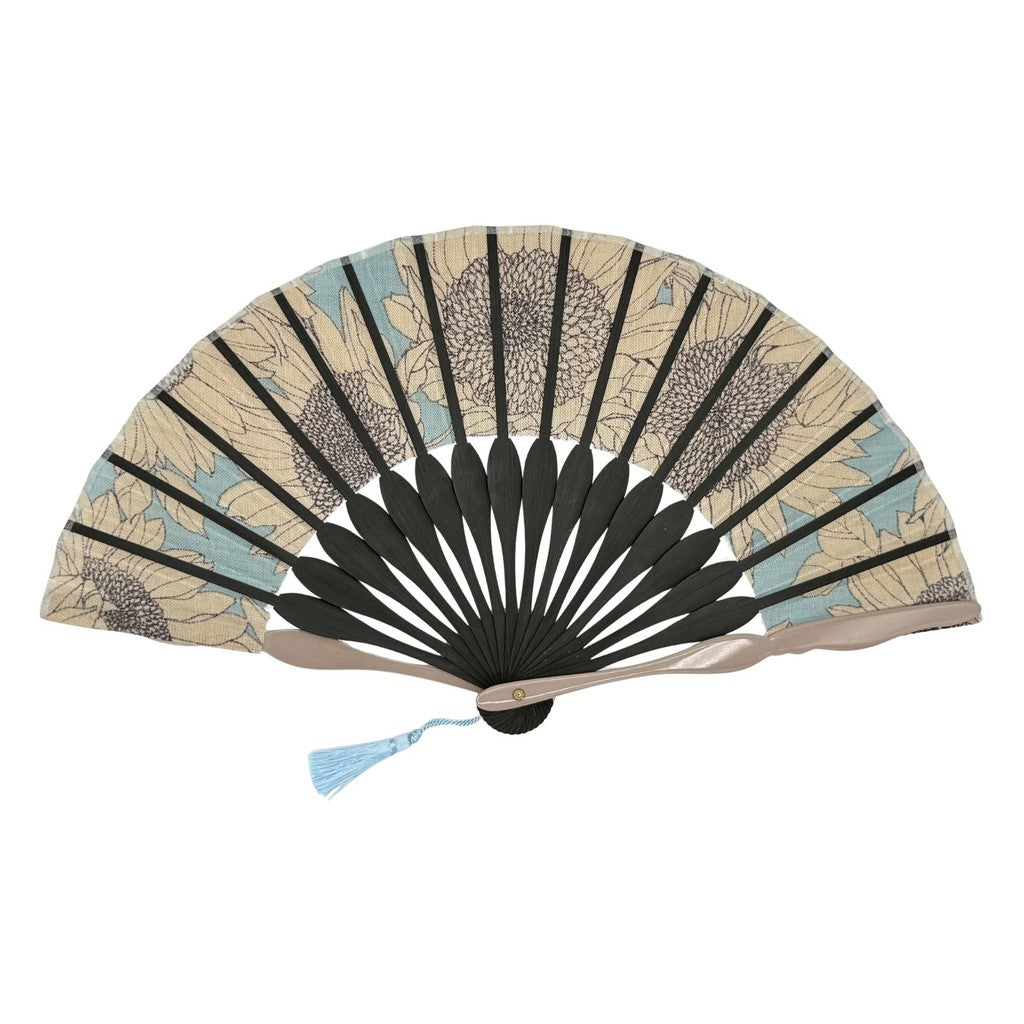 Japanese Hand Fan – Fabric Folding VIVID 13 (Light Blue), Gift