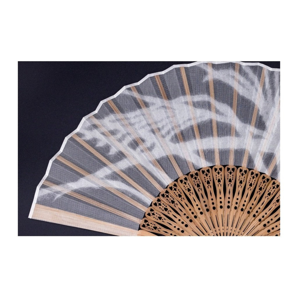 Japanese Bamboo Hand Fan – Sha-Kasane Layered, Silver Grass Washi Paper