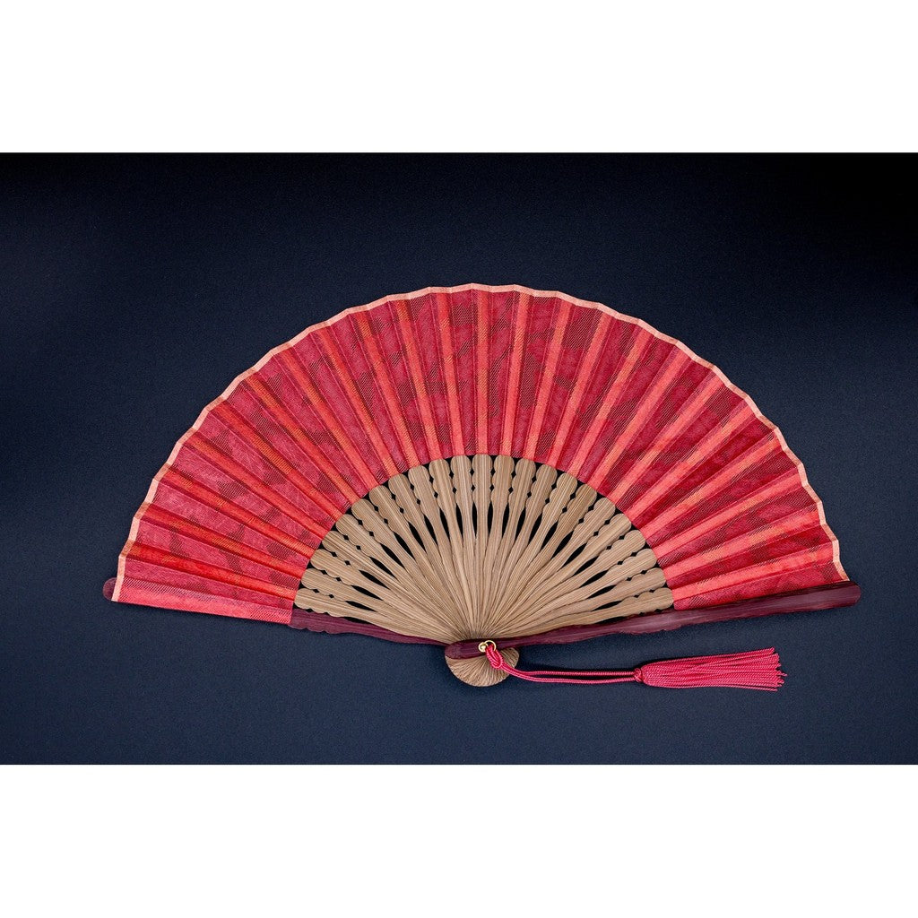 Japanese Bamboo Hand Fan – Hana-Zome Dyed Folding Brick Red, Gift