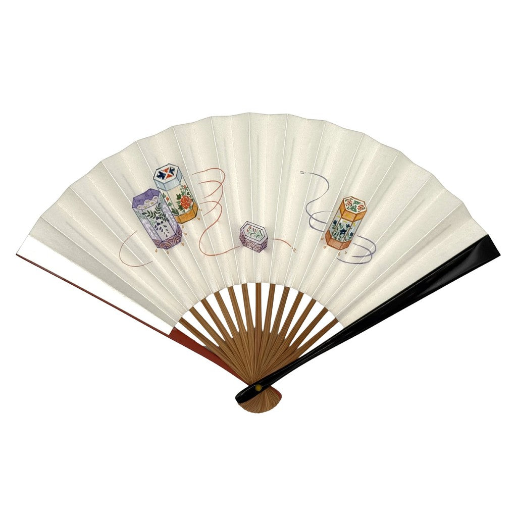 Japanese Bamboo Hand Fan – Folding, Kai-oke Design 6 Sun Deep Tame Lacquer