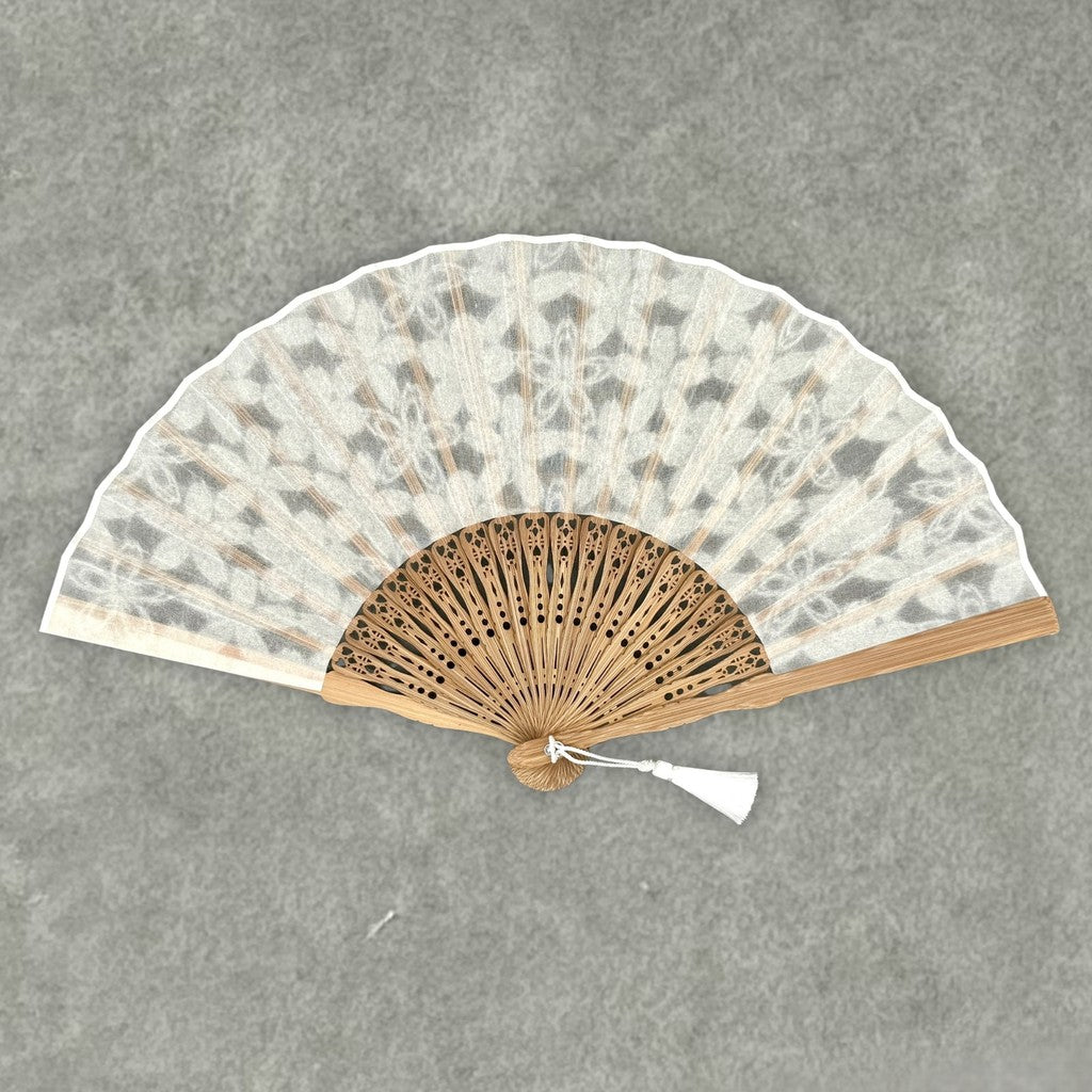 Japanese Bamboo Hand Fan – Sha-Kasane Layered, Cherry Blossom Washi Paper