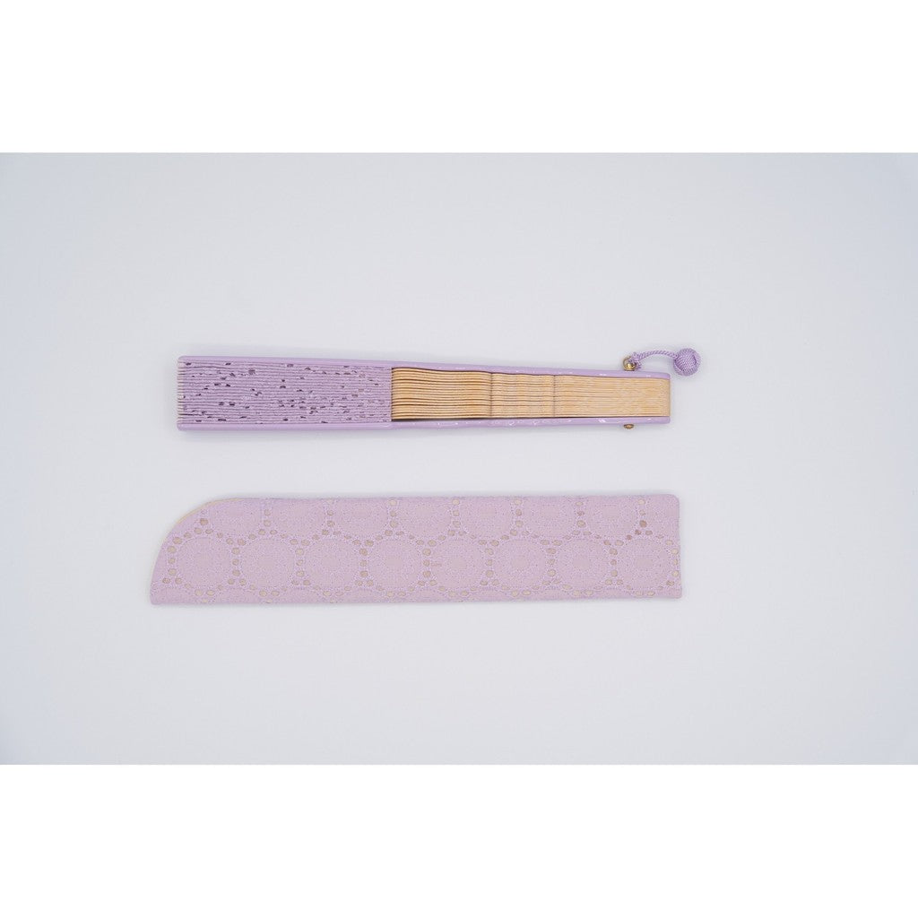 Japanese Bamboo Hand Fan – Fabric Folding Cotton Lace (Purple), Gift