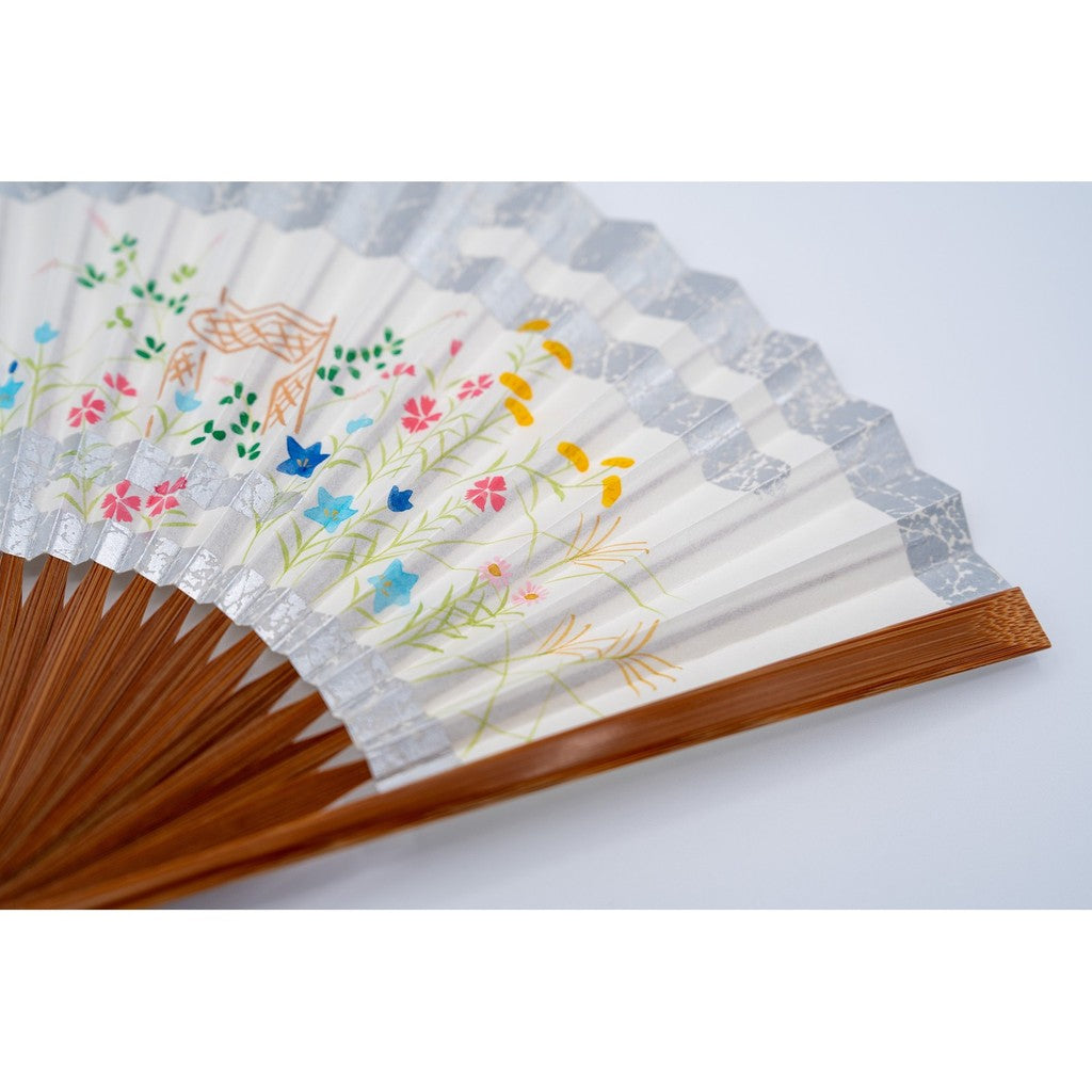 Japanese Hand Fan – Web Exclusive Bonus Kyo-Shu Folding Autumn Grasses on Si, Gift
