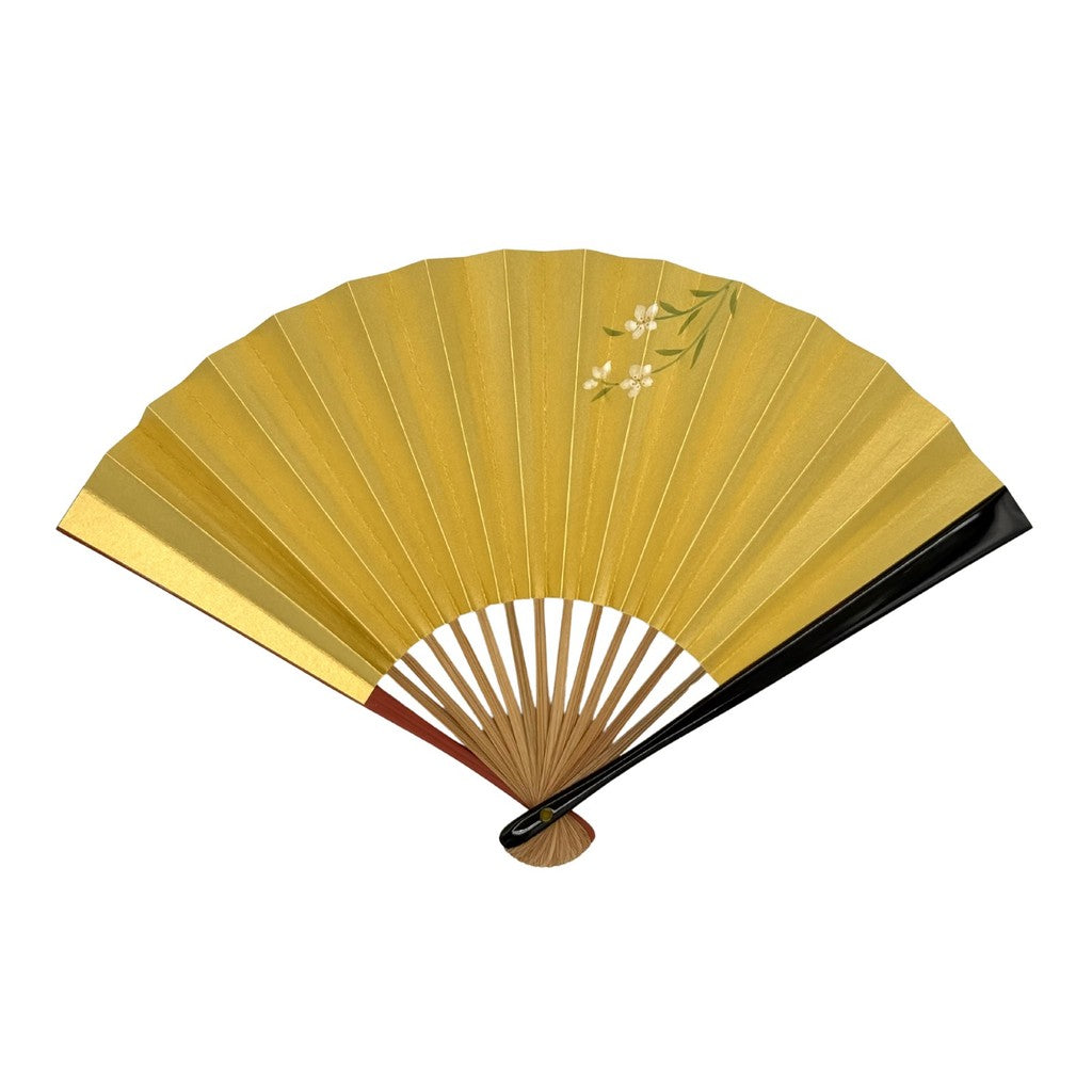 Japanese Bamboo Hand Fan – Yamabuki Kerria 6 Sun Deep Tame, Lacquer, Decorative, Gift