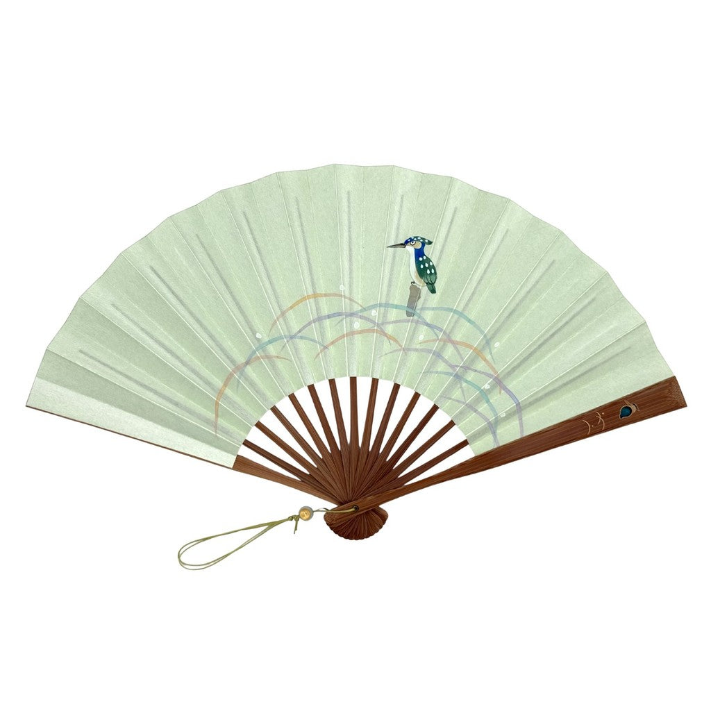 Japanese Hand Fan – Kyo-Rin Folding Kingfisher, Gift
