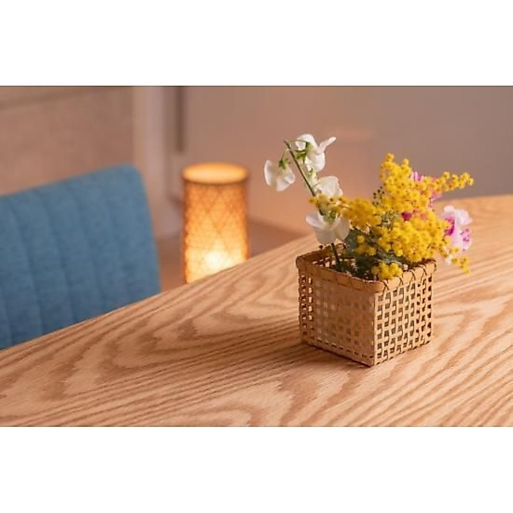 Japanese Bamboo Storage Basket – Woven Cube, Art Object, Handmade, Decorative