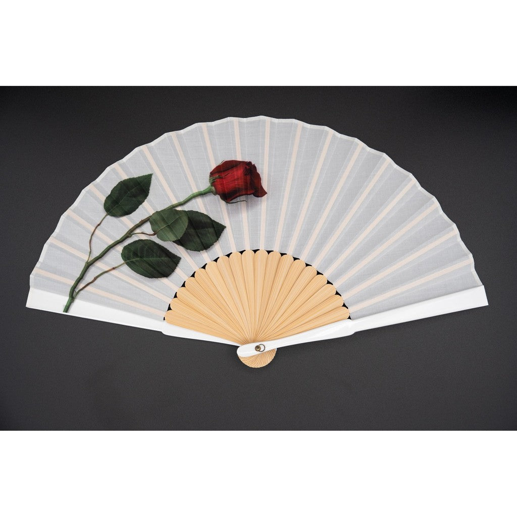 Japanese Hand Fan – Fabric Folding Real Flower Rose (Limited Bonus Item), Gift
