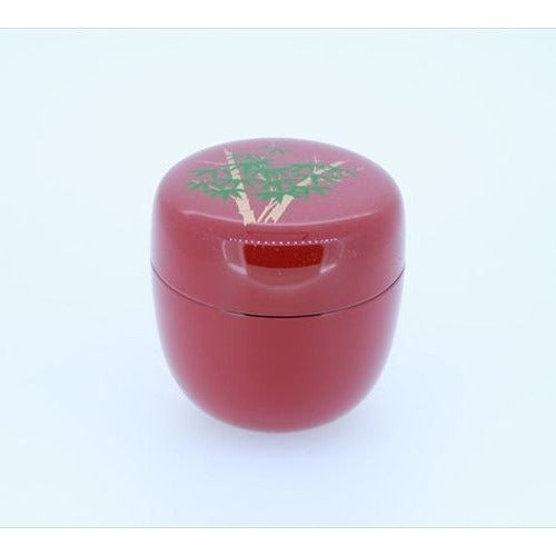 Japanese Tea Caddy – Natsume - Black Lacquer, Pink Fan Makie