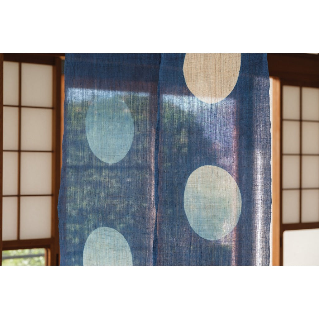 Japanese Linen Noren Curtain – Pale Moon Indigo Gradient Door Curtain