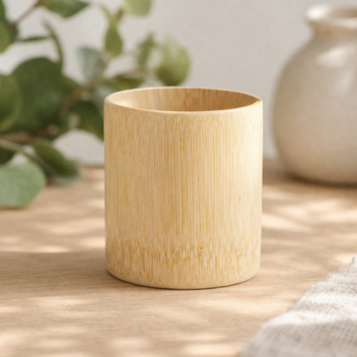 Japanese Bamboo Cup – Peeled Round Tumbler, Name Engraving, Gift