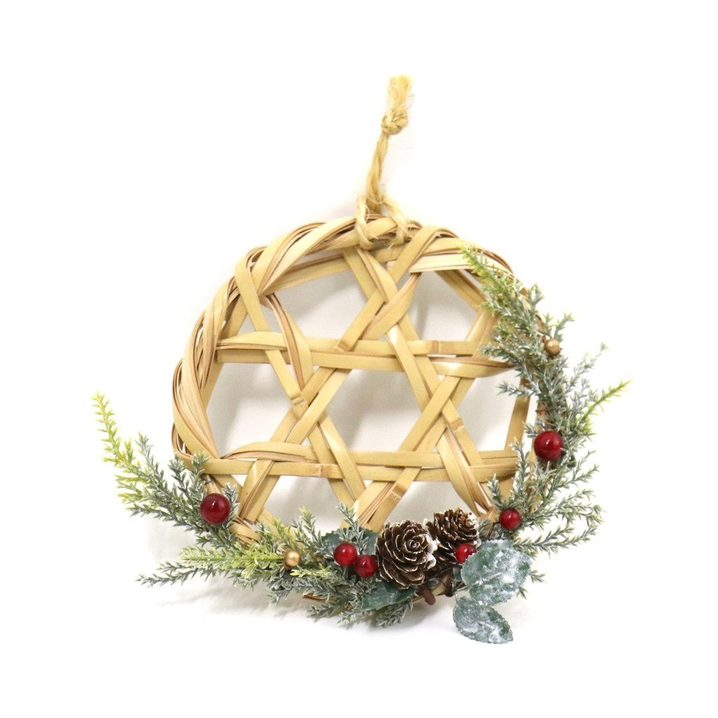 Japanese Christmas Wreath – Hand-Woven Bamboo Holiday Door Decor