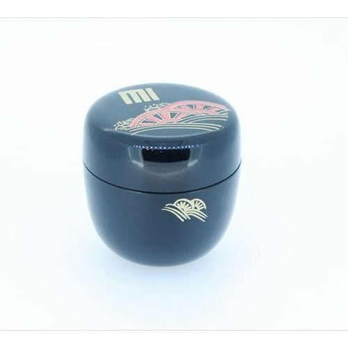 Japanese Tea Caddy – Natsume - Black Lacquer, Pink Fan Makie