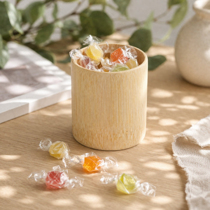 Japanese Bamboo Cup – Peeled Round Tumbler, Name Engraving, Gift