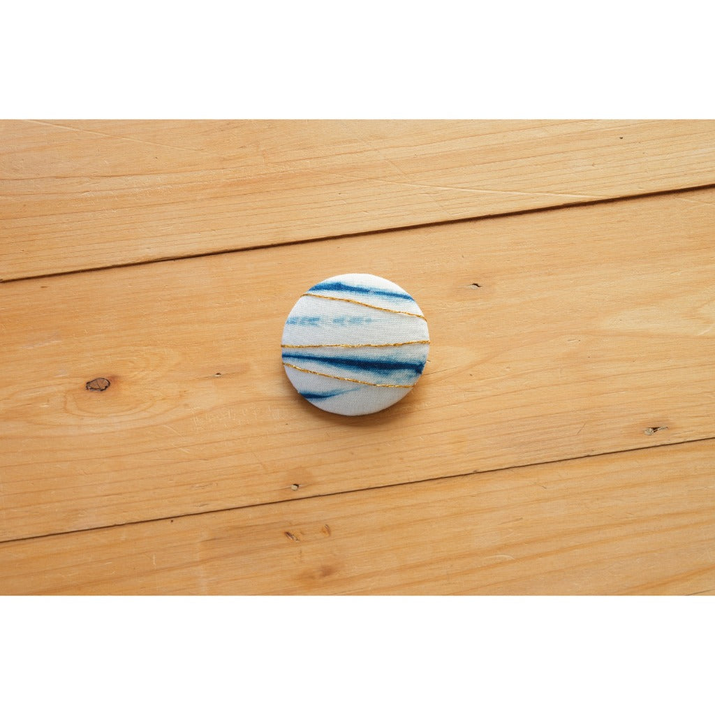 Japanese Fabric Brooch – Indigo Hand-Dyed Hijab Tudung Pin, Gift