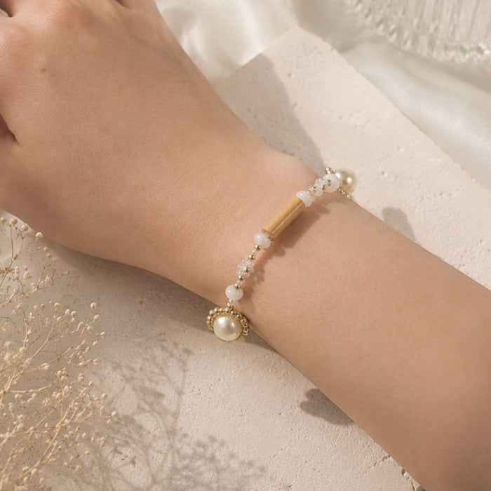Japanese Bamboo Bracelet – HAKU White Bamboo Pearl Bangle