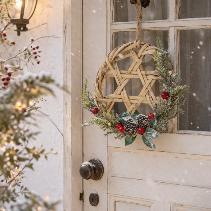 Japanese Christmas Wreath – Hand-Woven Bamboo Holiday Door Decor