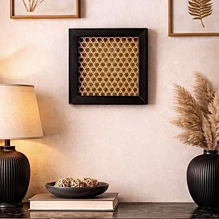 Japanese Bamboo Room Divider – Mutsume Woven Lattice Panel, Wall Decor