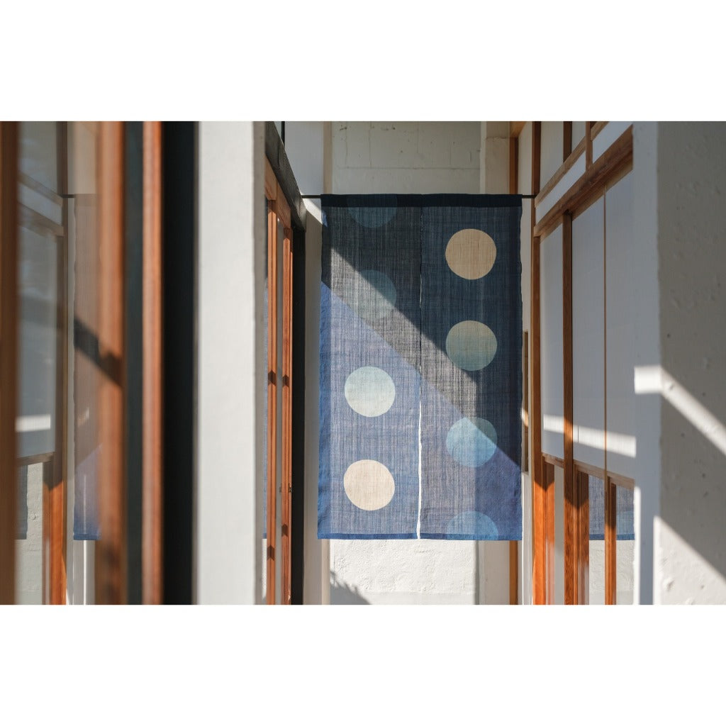Japanese Linen Noren Curtain – Pale Moon Indigo Gradient Door Curtain