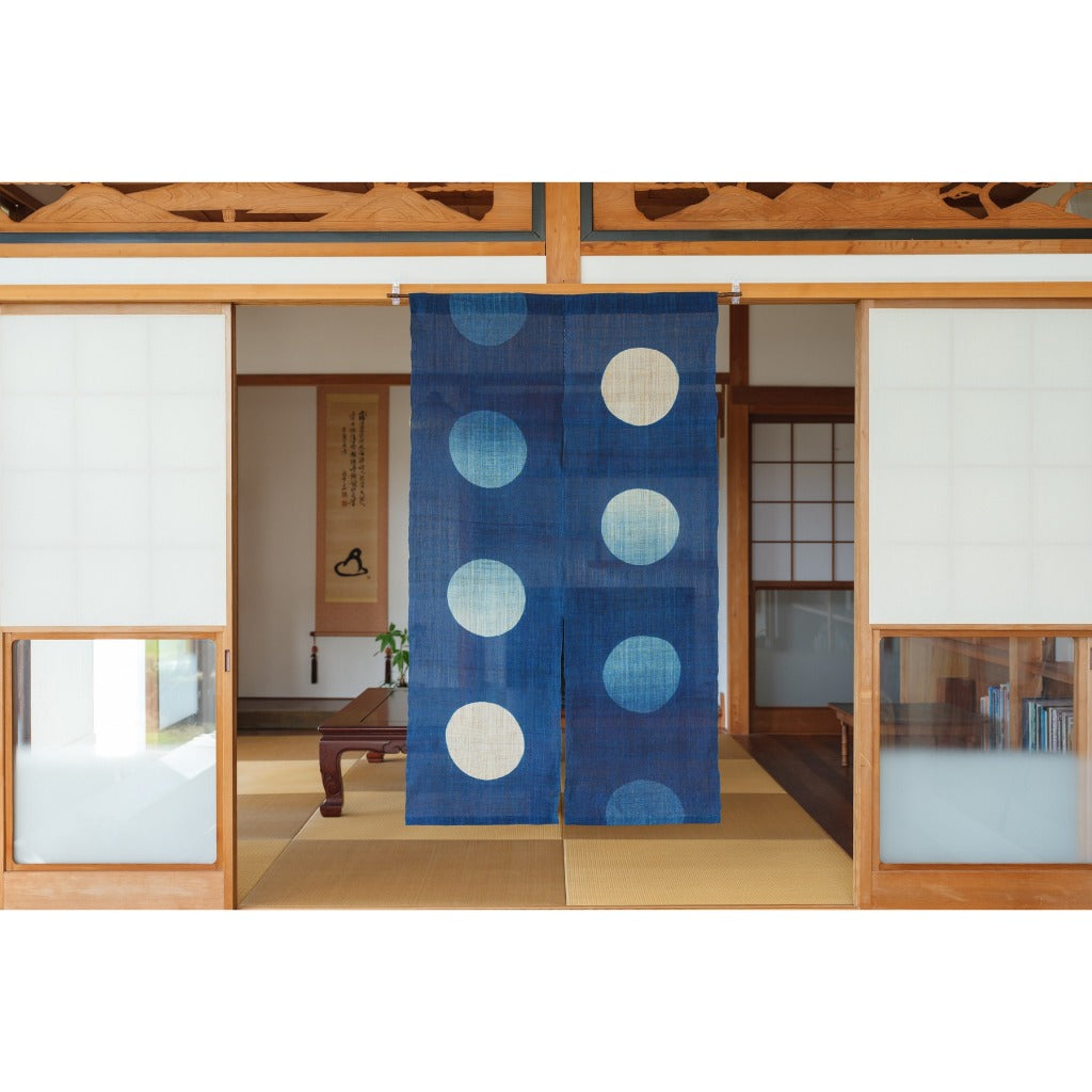 Japanese Linen Noren Curtain – Pale Moon Indigo Gradient Door Curtain