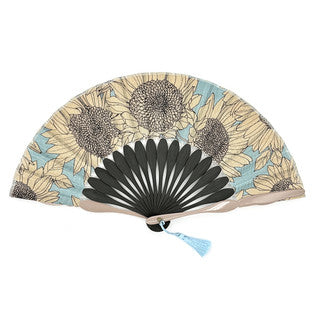 Japanese Hand Fan – Fabric Folding VIVID 13 (Light Blue), Gift