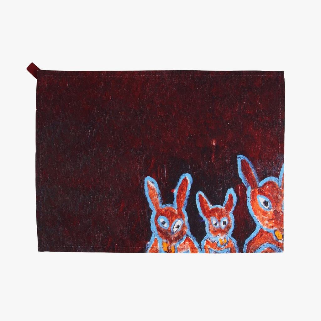 Japanese Kitchen Cloth – Tea Towel, Three Cats Art by Itsuo Ozasa