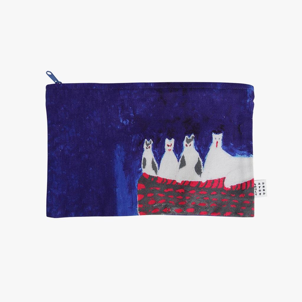 Japanese Fabric Pouch – Four Cats, Zipper