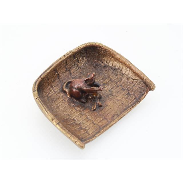 Japanese Incense Holder – Koro Burner - Copper, Straw Raincoat with Mouse