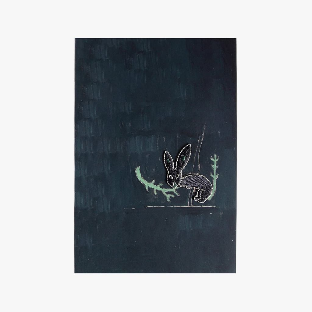 Japanese Animal Postcard – Wappen - Black Rabbit, Art Print