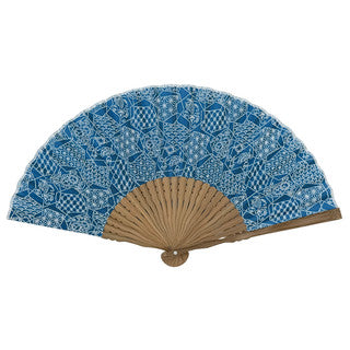 Japanese Bamboo Hand Fan – Fabric Folding Kamishimo Komon Tortoiseshell Treasure, Gift