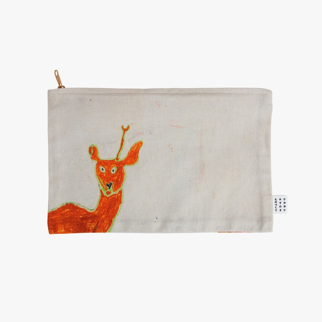 Japanese Fabric Pouch – Single-Antler Deer, Zipper